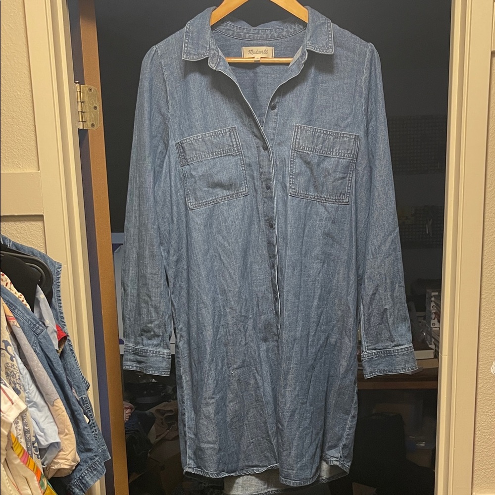 Madewell Blue Long Sleeve Denim Dress